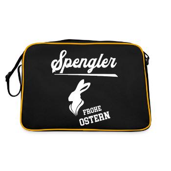 Spengler Frohe Ostern Ostergeschenk Spenglerei - Retro Tasche - Schwarz/Gold - Hinten