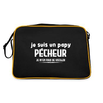 Papy Pêcheur Humour Fête des Grands Pères Noël - Sac Retro - noir/or - Dos