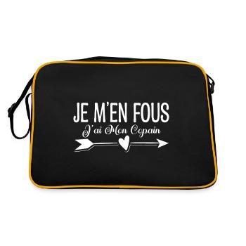Je m'en fous j'ai mon copain. Cadeau copain copine - Sac Retro - noir/or - Dos