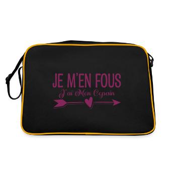 Je m'en fous j'ai mon copain. Cadeau copain copine - Sac Retro - noir/or - Dos