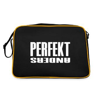 Perfekt Anders Freche Sprüche Lustig - Retro Tasche - Schwarz/Gold - Hinten