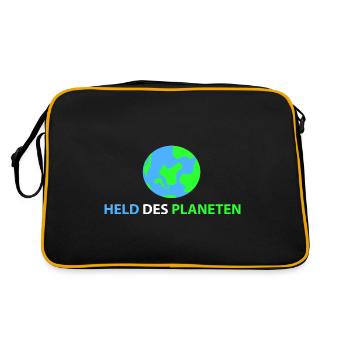 Held des Planeten - Retro Tasche - Schwarz/Gold - Hinten