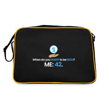 Reich mit 42! - Retro Tasche - Schwarz/Gold - Hinten