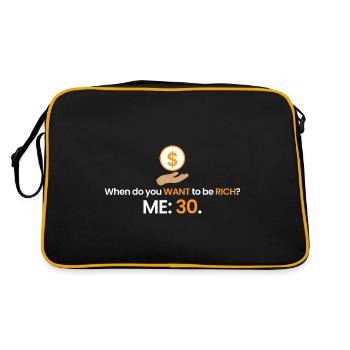 Reich mit 30! - Retro Tasche - Schwarz/Gold - Hinten