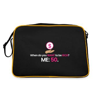 Reich mit 50! - Retro Tasche - Schwarz/Gold - Hinten