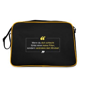 verändere dein Mindset - Retro Tasche - Schwarz/Gold - Hinten