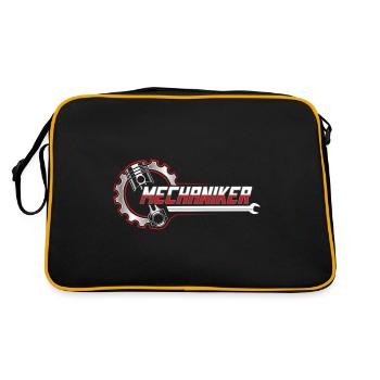 Mechaniker Mechatroniker Landmaschinen Werkstatt - Retro Tasche - Schwarz/Gold - Hinten