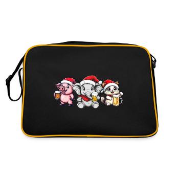 Weihnachts Tiere Party Christmas Bier - Retro Tasche - Schwarz/Gold - Hinten