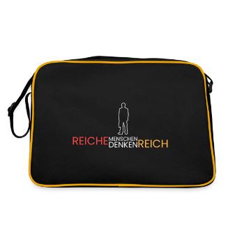 reiche Menschen denken reich - Retro Tasche - Schwarz/Gold - Hinten