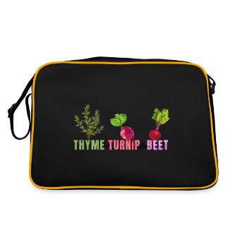 Thyme To Turnip The Beet Funny Vegetable Motif - Retro Bag - black/gold - Back