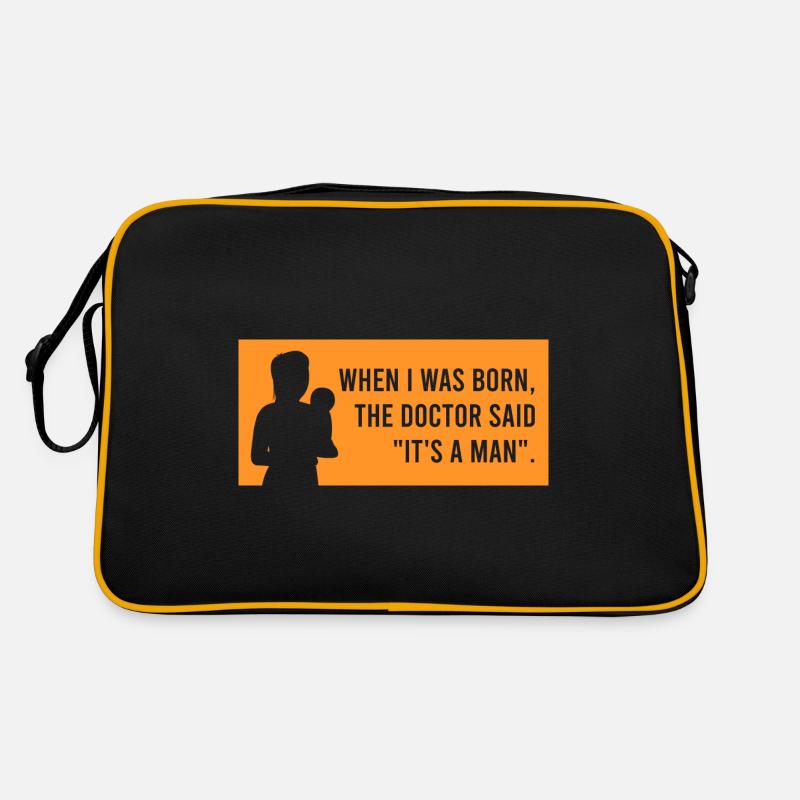 sagte der Arzt: "Es ist ein Mann". - Retro Tasche - Schwarz/Gold