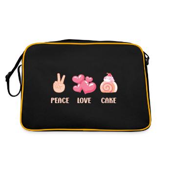 Cake Baker peace Love Cake Gift Idea - Retro Bag - black/gold - Back