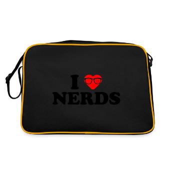 T-shirt I Love Nerds - I Heart Nerds in Binary - Sac Retro - noir/or - Dos