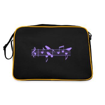 Musical Birds & Notes Für Vogelmusikliebhaber - Retro Tasche - Schwarz/Gold - Hinten