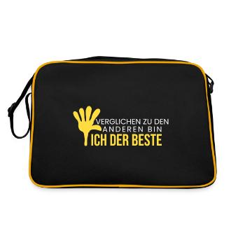 verglichen bin ich der Beste - Retro Tasche - Schwarz/Gold - Hinten