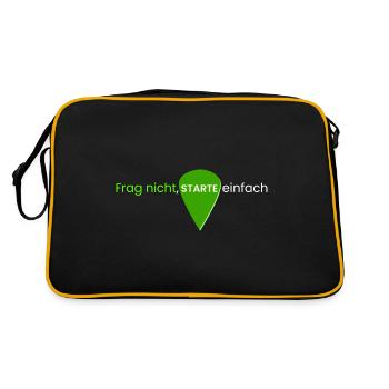 Frag nicht, starte einfach - Retro Tasche - Schwarz/Gold - Hinten