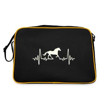 Heartbeat Pferde Pferdchen Galopper Reiten Reiter - Retro Tasche - Schwarz/Gold - Hinten