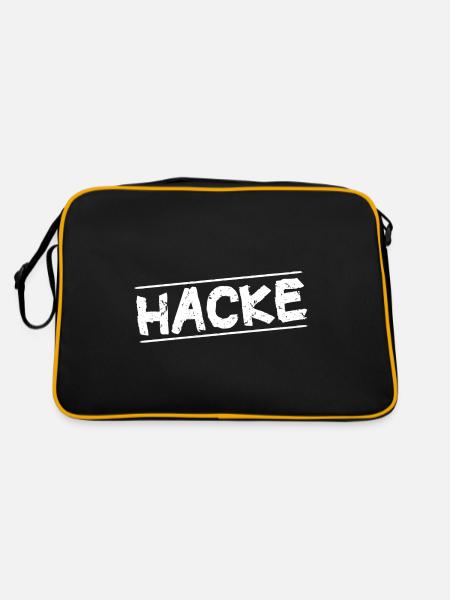 Hacke Dicht Partnerlook Partneroutfit Saufen Party - Retro Tasche - Schwarz/Gold - Hinten
