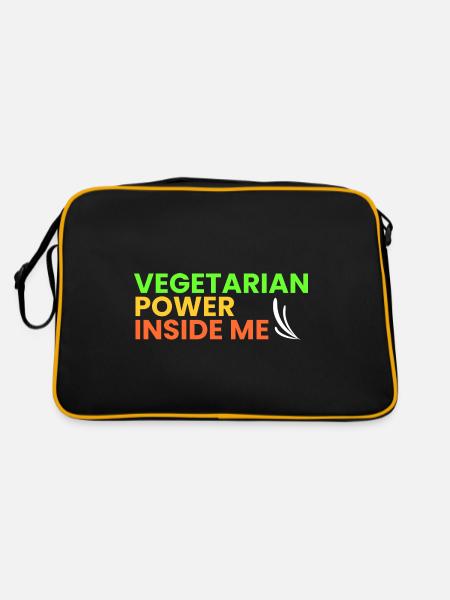 vegetarische Kraft in mir - Retro Tasche - Schwarz/Gold - Hinten