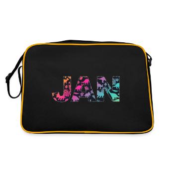 JAN - Beau prénom de garçon avec dinosaure - Sac Retro - noir/or - Dos
