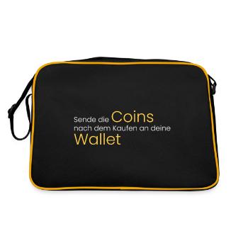 Sende Coins an deine Wallet - Retro Tasche - Schwarz/Gold - Hinten