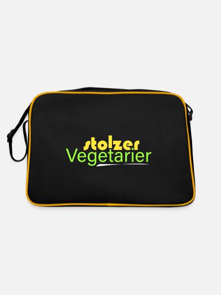 stolzer Vegetarier - Retro Tasche - Schwarz/Gold - Hinten
