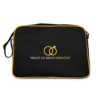 Willst du mich heiraten? - Retro Tasche - Schwarz/Gold - Hinten