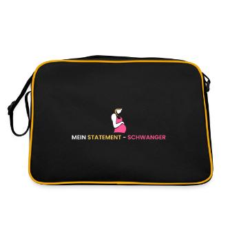 Mein Statement - schwanger - Retro Tasche - Schwarz/Gold - Hinten