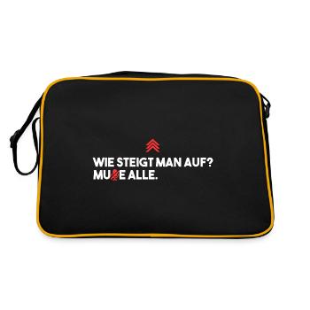 Wie steigt man auf? Alle Muten. - Retro Tasche - Schwarz/Gold - Hinten