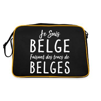 Je Suis Belge Faisant Des Trucs De Belges - Sac Retro - noir/or - Dos