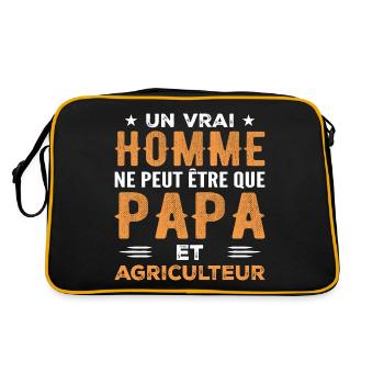 Ein echter Mann ist nur ein Vater und ein Bauer - Retro Tasche - Schwarz/Gold - Hinten