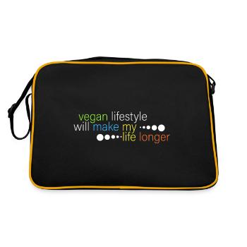 Vegan wird mein Leben länger machen - Retro Tasche - Schwarz/Gold - Hinten
