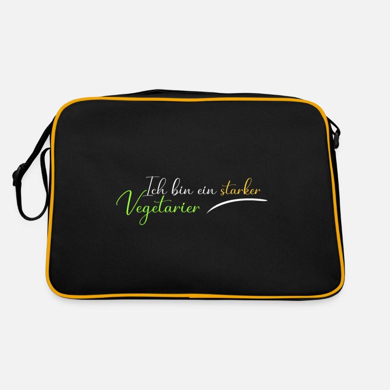 Ich bin ein starker Vegetarier - Retro Tasche - Schwarz/Gold
