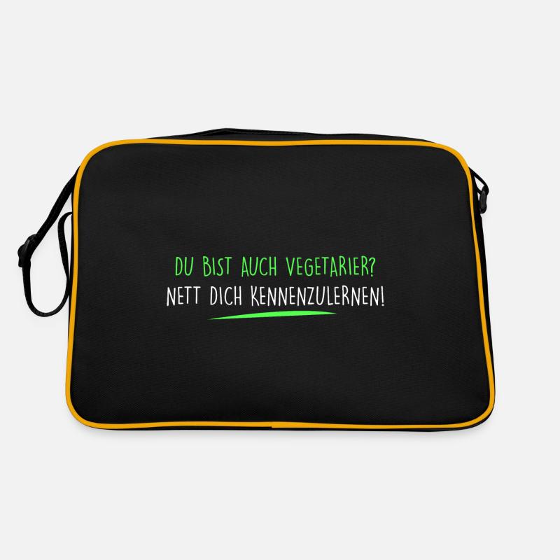 Du bist auch Vegetarier? - Retro Tasche - Schwarz/Gold