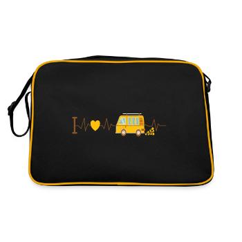 Herzschlag Camper Van - Retro Tasche - Schwarz/Gold - Hinten