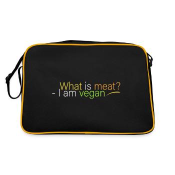 Qu’est-ce que la viande? - Je suis végétalien - Sac Retro - noir/or - Dos