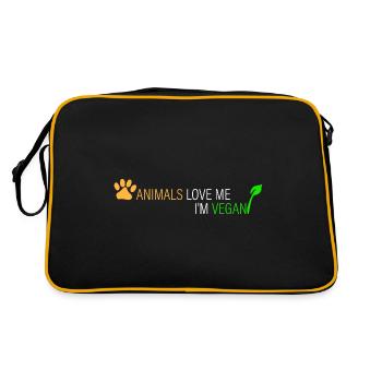Les animaux m’aiment - Je suis végétalien - Sac Retro - noir/or - Dos