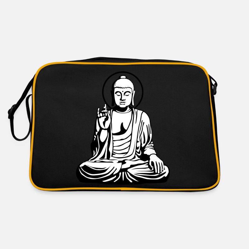 Young Buddha No.1_2c - Retro Tasche - Schwarz/Gold