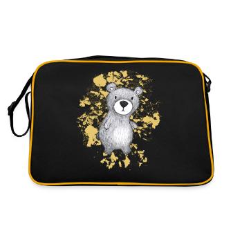 Ours avec des feuilles jaunes miel - Sac Retro - noir/or - Dos