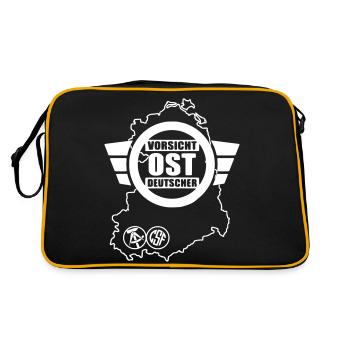 Vorsicht Ost Deutscher - Retro Tasche - Schwarz/Gold - Hinten