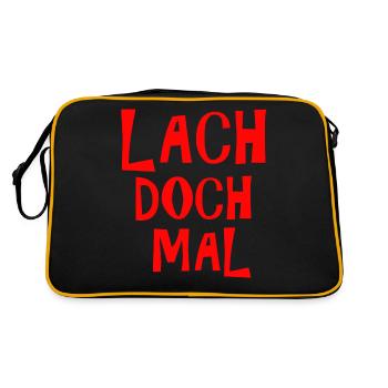 Lach doch mal - lachen - Retro Tasche - Schwarz/Gold - Hinten