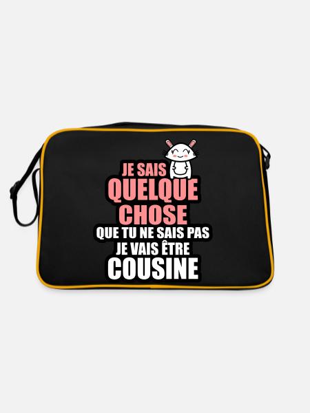 je vais être cousine - Sac Retro - noir/or