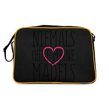 niemals ohne meine maedels herz - Retro Tasche - Schwarz/Gold - Hinten