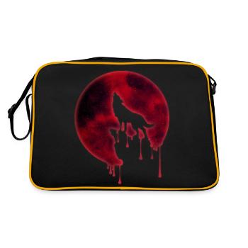 Blut Mond Heulender Wolf - Retro Tasche - Schwarz/Gold - Hinten