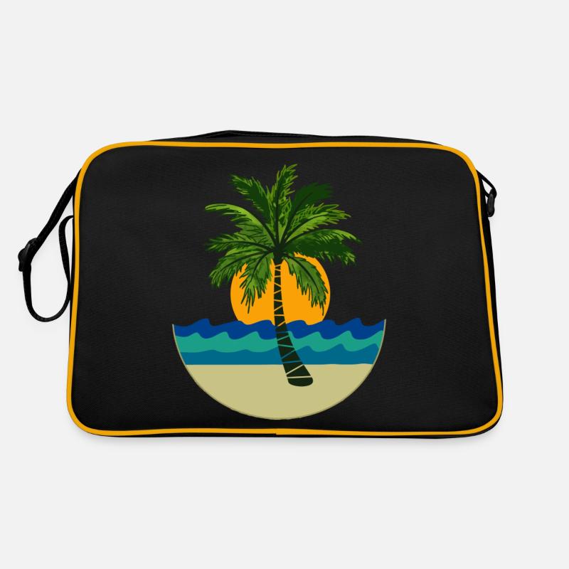 Palm tree, sun, beach Retro Bag