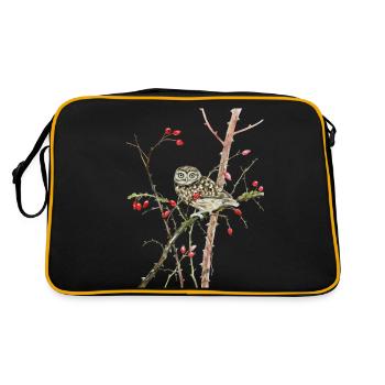 Joliment peint à la main en pierre sur la branche - Sac Retro - noir/or - Dos