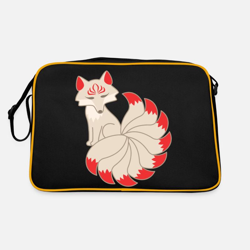 Kitsune Fuchs - Retro Tasche - Schwarz/Gold