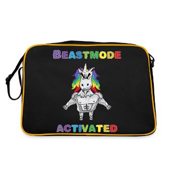 Einhorn Bodybuilder Beastmode Gym - Retro Tasche - Schwarz/Gold - Hinten