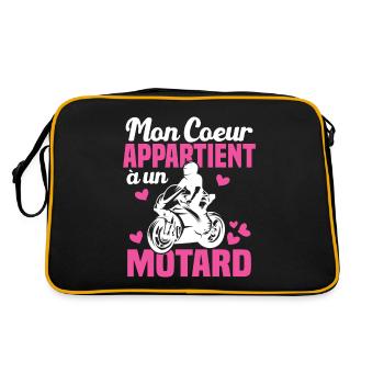 Mon coeur appartient à un motard humour cadeau - Sac Retro - noir/or - Dos