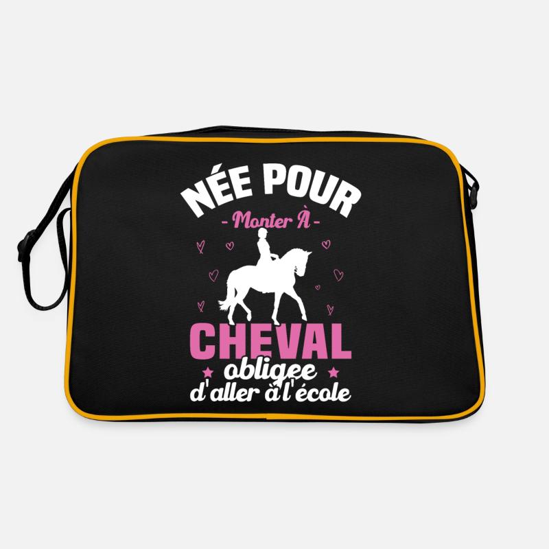 Née pour monter à cheval obligée d'aller à l'école - Sac Retro - noir/or
